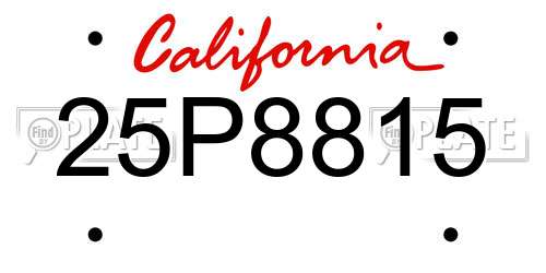 25P8815 California License Plate