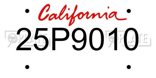 25P9010 California License Plate