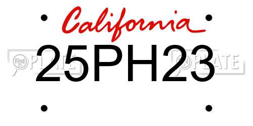 25PH23 California License Plate