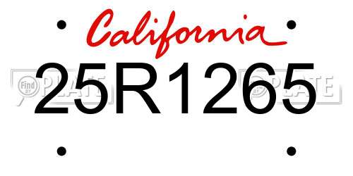 25R1265 California License Plate