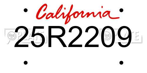 25R2209 California License Plate