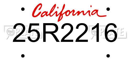 25R2216 California License Plate