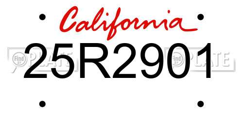 25R2901 California License Plate
