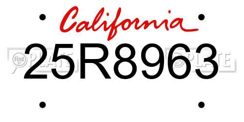 25R8963 California License Plate