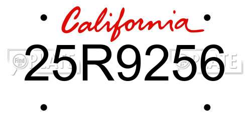 25R9256 California License Plate