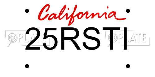 25RSTI California License Plate