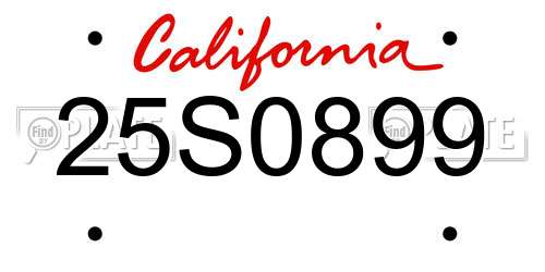 25S0899 California License Plate