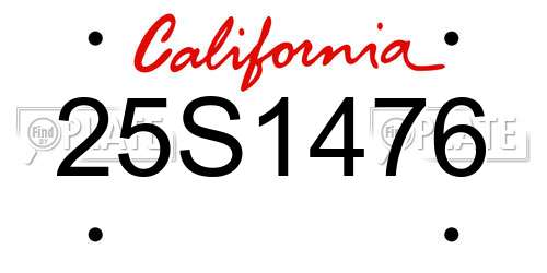 25S1476 California License Plate