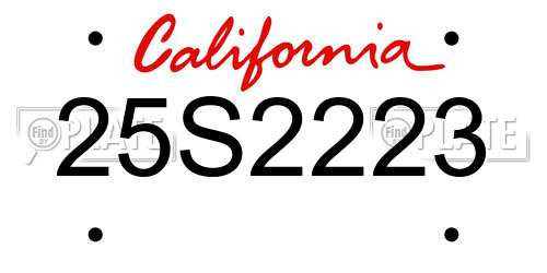 25S2223 California License Plate