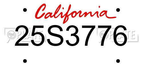 25S3776 California License Plate