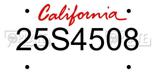 25S4508 California License Plate