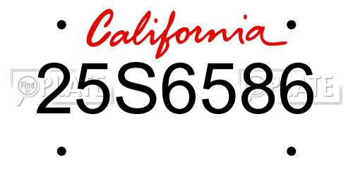 25S6586 California License Plate