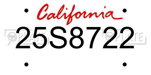 25S8722 California License Plate