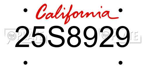 25S8929 California License Plate