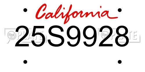 25S9928 California License Plate