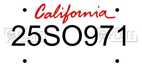 25SO971 California License Plate