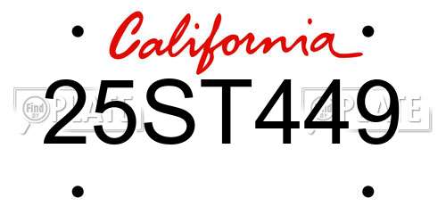 25ST449 California License Plate
