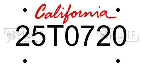 25T0720 California License Plate