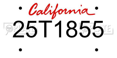 25T1855 California License Plate