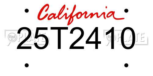 25T2410 California License Plate