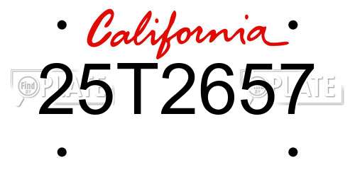 25T2657 California License Plate