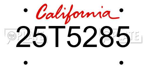 25T5285 California License Plate