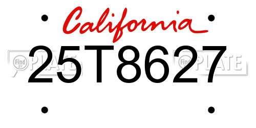 25T8627 California License Plate
