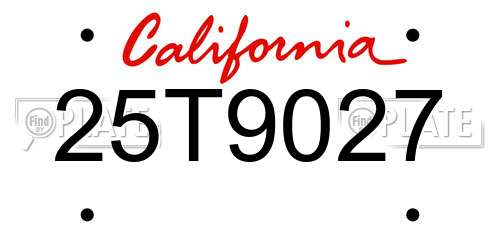 25T9027 California License Plate