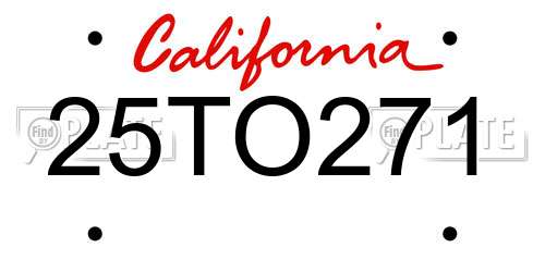 25TO271 California License Plate
