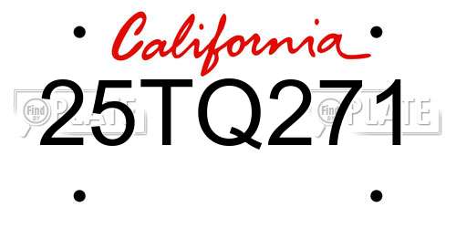 25TQ271 California License Plate