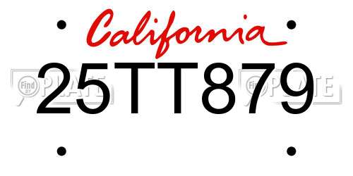 25TT879 California License Plate