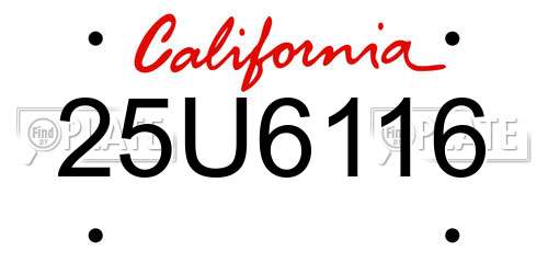 25U6116 California License Plate