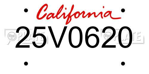 25V0620 California License Plate