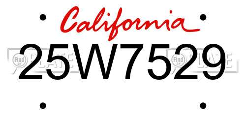 25W7529 California License Plate