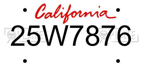 25W7876 California License Plate