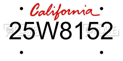 25W8152 California License Plate