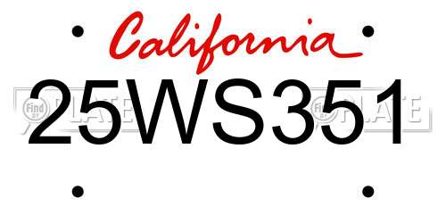 25WS351 California License Plate