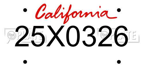 25X0326 California License Plate