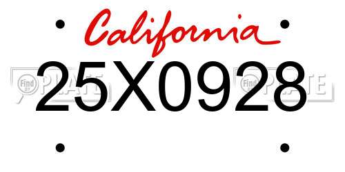 25X0928 California License Plate