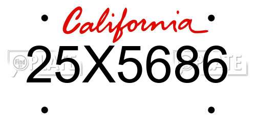 25X5686 California License Plate