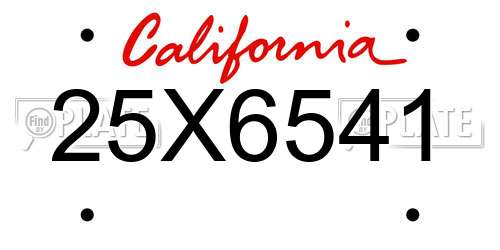 25X6541 California License Plate