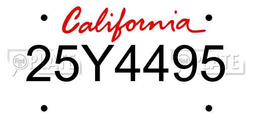 25Y4495 California License Plate