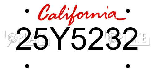 25Y5232 California License Plate