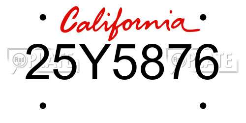25Y5876 California License Plate