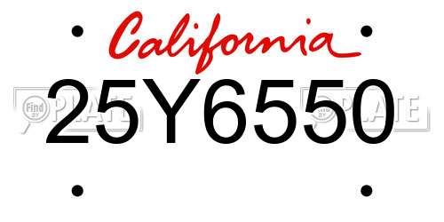 25Y6550 California License Plate