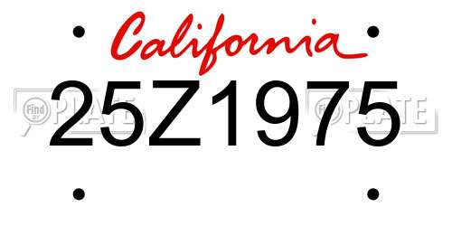 25Z1975 California License Plate