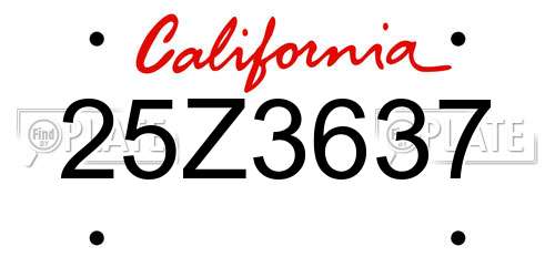 25Z3637 California License Plate