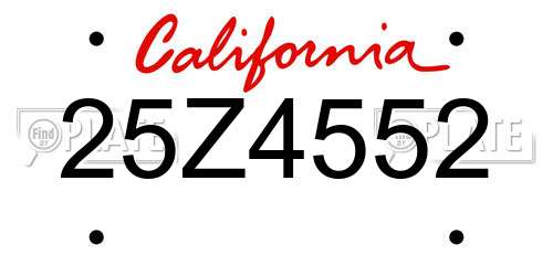 25Z4552 California License Plate