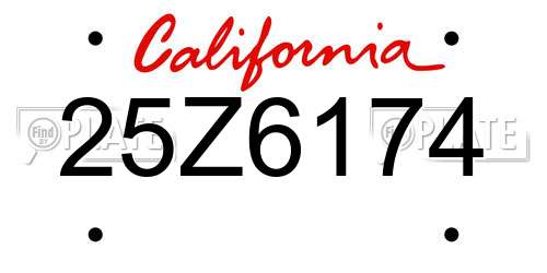 25Z6174 California License Plate