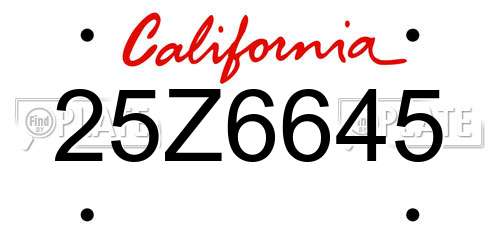 25Z6645 California License Plate